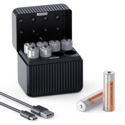 K&F Concept Rechargeable AA Lithium Batteries 8-Pack, 1.5V 3600mWh Li-ion Batteries with K&F Charger Case & LED Display